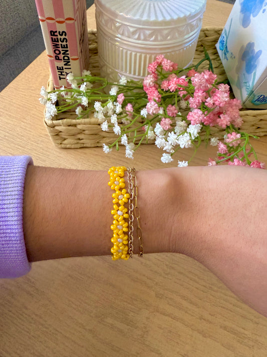Sunshine Beaded Flower Bracelet