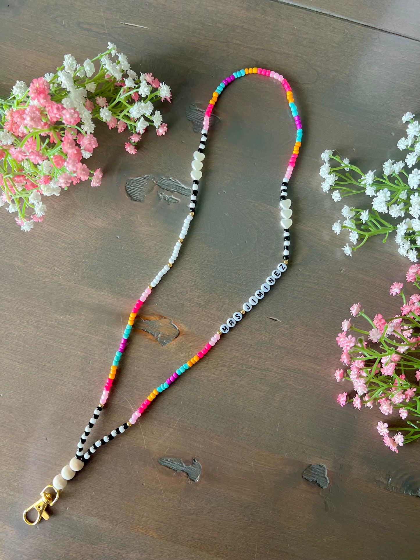 Retro Vibes Teacher Lanyard