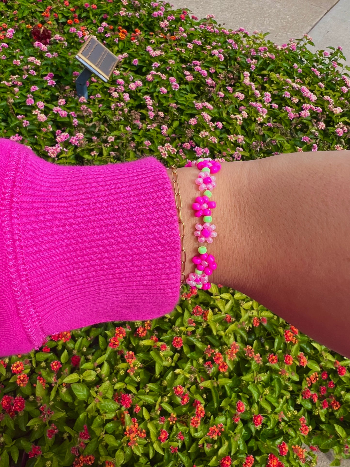 Pink Daisy Bracelet