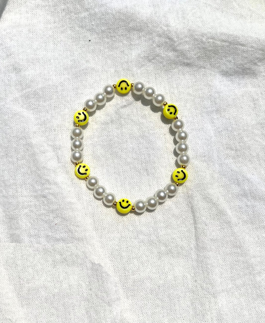 Smileyface + Pearls Bracelet